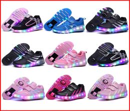 New LED Roller Skate Shoes With One/Two Wheels Lights Up Glowing Jazzy Junior Kids Shoes Adult Boys Girls Sneakers2905680