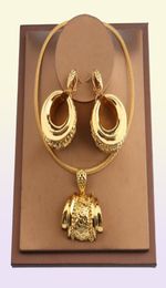 Earrings Necklace African Jewellery Set For Women Fashion Dubai Wedding Pendant Bridal Design Gold Plated Nigerian Accessory74821808676195