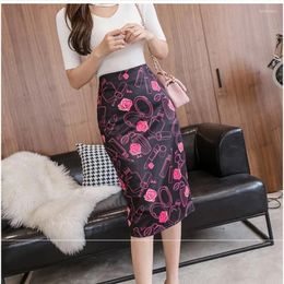 Skirts The Summer Ladies Super Red Print Fairy Dress One-step Slimming Down Age