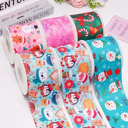 5 Yards Christmas Printed Grosgrain Ribbons For Hair Bows DIY Handmade Materials 86807