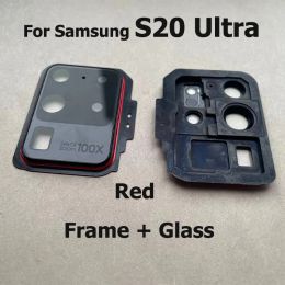 For Samsung Galaxy S20 Ultra Back Rear Camera Glass Lens Cover With Frame Glue Adhesive Holder SM-G988B/DS Replacement