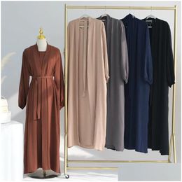 Ethnic Clothing Abaya 2 Piece Set Muslim Woman Sets Abayas Kimono With Sleeveless Hijab Dress Islamic Matching Outfit Dubai Turkey Dro Dhpet