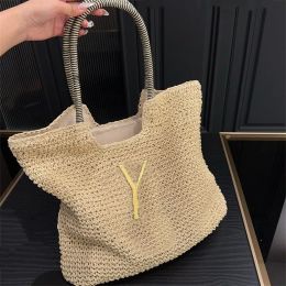 2024 Woman Straw Beach bags designer bags luxury tote bag fashion summer handbag purses Large Capacity Stripe Handle Letters TOP