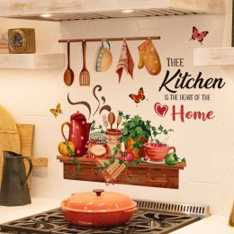 Creative Kitchenware Teapot Wall Stickers for Kitchen Cabinet Wash Basin Cupboard Background Wall Decals Self Adhesive Murals