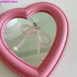 New 1PC Sweet Crystal Bowknot Phone Lanyard Beaded Mobile Phone Strap For Girls Y2K Aesthetic Cellphone Chain Accessories