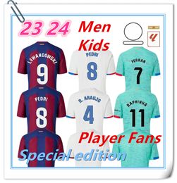 23 24 barcelona Football Jersey European Cup Men's Football Sweatshirt LEWANDOWSKI FERRAN Fan Edition Player Edition Kids' Set