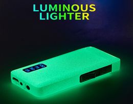 Newest Luminous Gas Lighters Jet Windproof Arc Plasma USB Chargeable Lighter Metal Torch Electric Butane Pipe Cigar Lighter Gift8560428