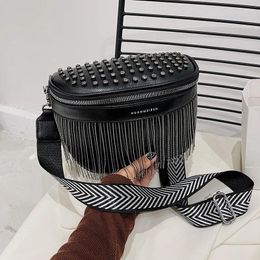 Waist Bags Woman Chest Bag Fashion Tassel Leather Large Capacity Crossbody Women Casual Rivet Desing Travel Pack