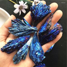 Decorative Figurines Natural Black Tourmaline Peacock Feather Electroplated Crystal Healing Reiki Mineral Specimen Diy Home Decoration