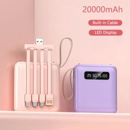 4-In-1 Mini Power Bank 20000mah With 4 Cable Mobile Luxurious Power Supply Charger For iphone Samsung Huawei Portable Powerbank