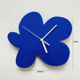 Nordic Ins Style Klein Blue Flower Clock Silent Square Round Wall Hanging Clock Watch Coffee Home Living Room Decoration