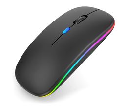 Bluetooth Wireless Mice With USB Rechargeable RGB Mouse For Computer Laptop PC MacBook Gaming Mouse Gamer 24Ghz 1600dpi Epacket1909241