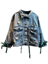 Autumn Winter New Korean Style Embroidered Denim Jacket Women Loose Short Machine Embroidery Jean Jacket Women Casaco Feminino