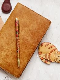 Italy Vintage Vegetable-Tanned Leather Pocket Notebook A6/A7 Slim Bi-Fold Genuine 11mm Small Ring-Bound With Card Slot