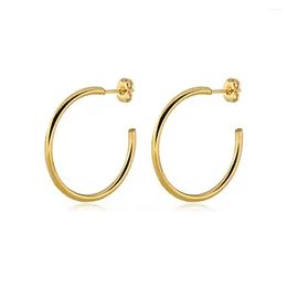 Hoop Earrings Fashion Round Circle Female Gold Silver Color Stainless Steel Stud For Women 2024 Trend Party Jewelry Gift