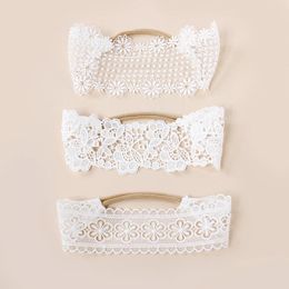 Hair Accessories 3pcs Baby Flower Embroidery Lace Hairband Born Soft Stretch Nylon Headband Po Decor Princess For Girls