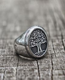 316L Stainless Steel Tree of Life Signet Ring Classic Men Fashion Viking Amulet Rings Nordic Jewelry4230233