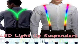 1PCS Printed LED Suspenders Men 3 Clipson Braces Vintage Style Mens Suspender For Trousers Husband Male For Skirt for Party T20069695427