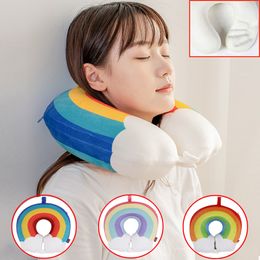 Cute Rainbow Almohada Memory Foam Cojin Cuello Viaje Chaises De Bureau Car Reading Plane Office Neck Pillows Travel Accessories