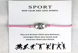 10pcslot Baseball Softball Charm Wax Cords Bracelets Sports Women Men Boys Girls Unisex Fashion Jewellery Friendship Jewellery Gift9008208