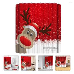 Shower Curtains Christmas Curtain Bathroom Polyester Festive Waterproof Window Printing