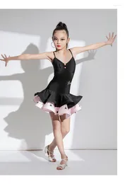 Stage Wear Children's Latin Dance Practise Clothes Professional Competition Performance Girls' Training Suit