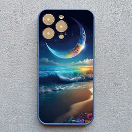 The Starry Night Art Aesthetic Beach Night View Phone Case For iPhone 15 11 Pro Max 14 Plus 7 8 XS X XR 13 12 Pro Max Mini Cover