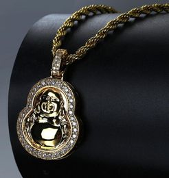 Luxury Designer Jewellery Mens Necklace CZ Maitreya Buddha Pendant Necklace Iced Put Lab Diamond Mens Gold Chain for Mens Jewellery Gi6225407