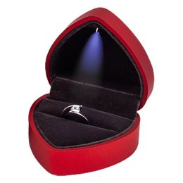 Compact Led Ring Box Ring Box with Led Light Heart Shaped Led Ring Box Portable Case for Proposal Engagement Wedding