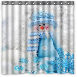 Shower Curtains Merry Christmas Cute Snowman Waterproof Polyester By Ho Me Lili Curtain Set With Hooks