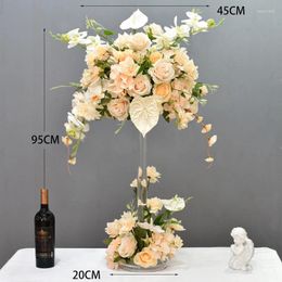 Decorative Flowers Crystal Column Table Flower Decoration El Restaurant Artificial Wedding Banquet Sim