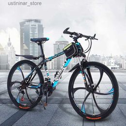 Bikes Ride-Ons 24/26 Inch Mountain Bike Adult Male Female Dual Disc Brake Variable Speed Bike Student Shock-absorbing High Carbon Steel Bike L47