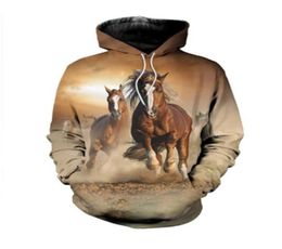 New Fashion Women Men Horses galloping Casual 3d Printed Crewneck Sweatshirts Hoodies Unisex Sportwear Coat F03082649792