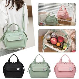 Lunch Box Bag Stylish Versatile Reusable Lunch Tote Bag Portable Cross-body Bento Bag Kawaii With Cute Pin For Mom Work School