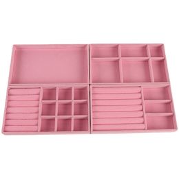 Velvet Jewelry Display Tray Ring Stud Earrings Necklace Bracelet Showcase Drawer Jewelry Box Removable Divider Organizer Trays