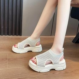 Dress Shoes Large Size Summer Wedges Sandals Side Hollow Breathable Comfy Ladies Peep Toe Sexy Platform Footwear Zapatillas Mujer