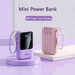 Power Bank 20000mAh 65W Fast Charging External Battery Back for Huawei Xiaomi iPhone 14 Redmi 9 Mini Powerbank Built in Cables