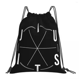 Backpack Jiu Jitsu BJJ Circle White Light Backpacks Portable Drawstring Bags Bundle Pocket Sports Bag BookBag For Man Woman
