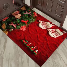 Carpets Christmas Rug Santa Claus Bell Printed Home Entrance Door Mat Anti-slip Carpet Xmas Navidad 2024 Happy Year Gift