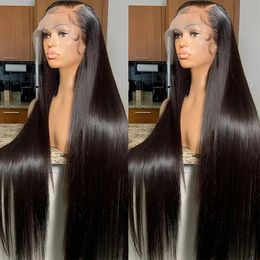 250% Density Straight Human Hair Wigs for Women Real Bleached Knots Preplucked Natural Hairline 13x4 Lace Frontal Wig Human Hair