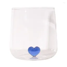 Wine Glasses 1 PC Creative 3D Red Blue Heart Tumbler Mug Cup With Inside Lovely Glassware Gift For Girl