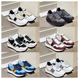 2024 new top Multi material patchwork of cowhide with contrasting Colours men's thick soled lace up black sports fashionable and versatile casual shoes