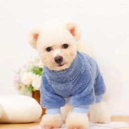 Dog Apparel Clothes For Weather Cozy Winter Thick Long Plush High Collar Pet With Traction Ring Warm Cute