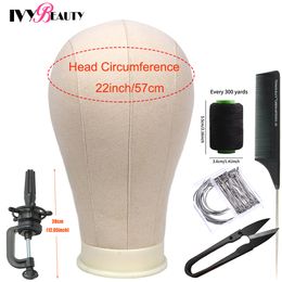 Canvas Block Head Training Mannequin Head For Wig T Pins Wig Instal Kit Display Styling Mannequin Manikin Head Wig Head Stand