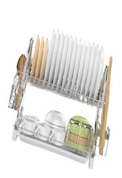 23 Tiers Dish Drying Rack Kitchen Washing Holder Basket Plated Iron Kitchen Knife Sink Dish Drainer Drying Rack Organiser Shelf T5767173