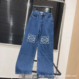 24 Early Spring New Niche Design Trendy Brand Letter Logo Printed Wide Leg Fashionable Casual Jeans 1071