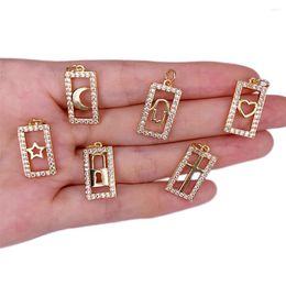 Pendant Necklaces Charms Fatima Hamsa Hand Heart Lock Stars Moon Cross Rectangle Hollow Out CZ Amulet Accessories For Jewellery Making