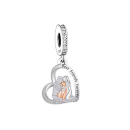Fit Original Pan Charm Bracelet 925 Sterling Silver Girl And Dog Best Friends Forever Bead For Making Women Memorial Berloque