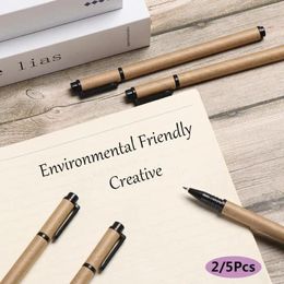 2/5pcs Creative Green ECO Friendly Writing Tool Stationery Signature Pen Kraft Paper Gel Pens Supplies