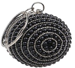 The Latest 3 Colors European and American Round Handbag Ladies Pearl Dress Hand Holding Evening Bag4323687